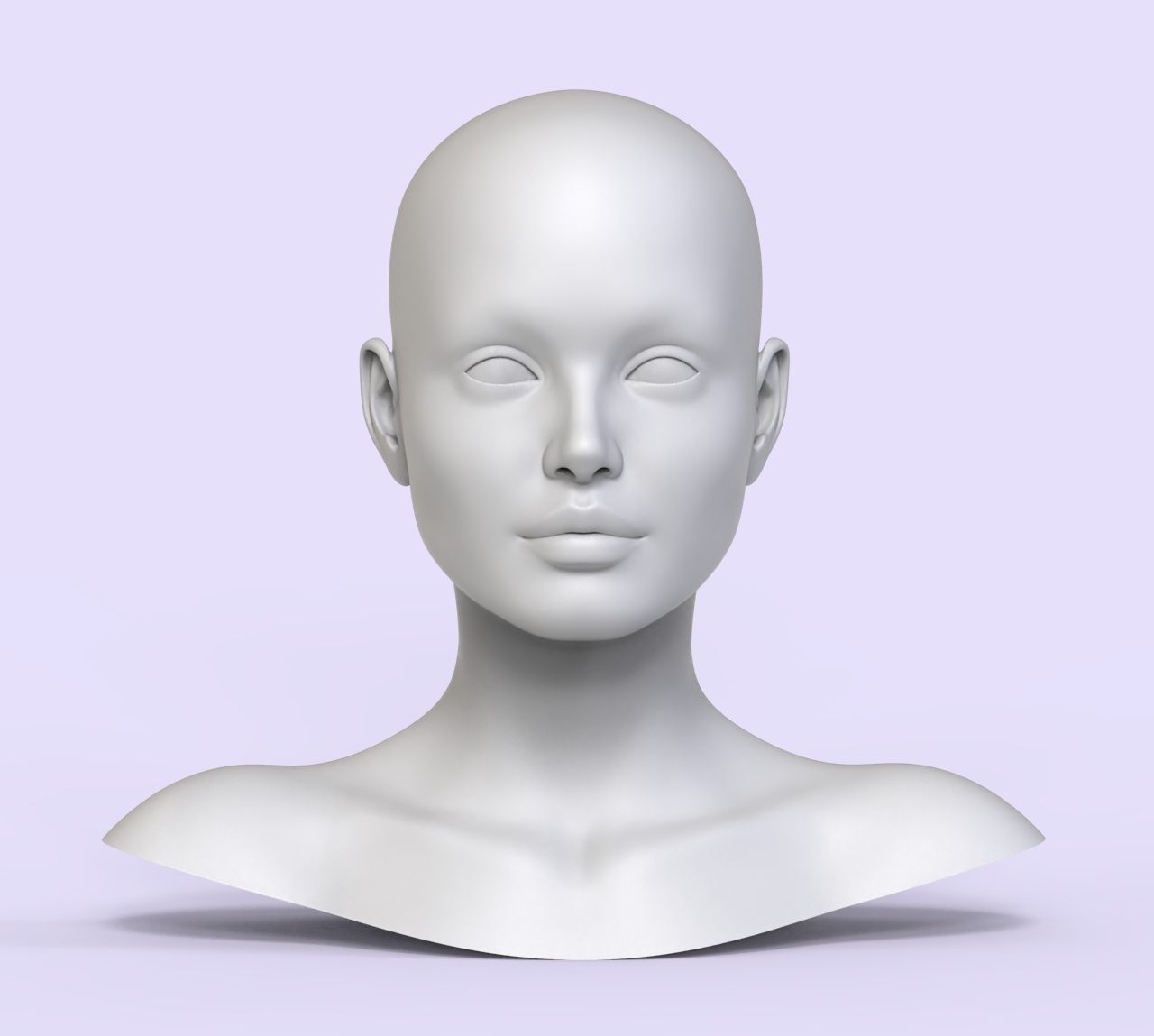 Rosto feminino frontal para explorar regiões da face